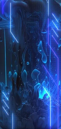 This live phone wallpaper features an artful digital depiction of a glass vessel filled with a mysterious, blue substance