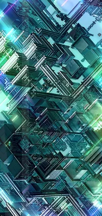 This live wallpaper features a digital art depiction of glass cubes inspired by fractals and high-tech aesthetics