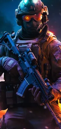 Ballistic Vest Machine Gun Military Person Live Wallpaper
