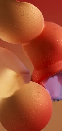 This colorful phone live wallpaper features a group of three 3D-rendered eggs stacked on top of each other, utilizing gradient designs and swirly tubes to create a dynamic visual effect