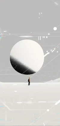 This phone live wallpaper showcases stunning digital illustration of a man standing on a snow-covered field