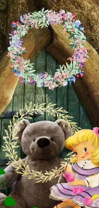 Bear Brown Bear Flower Arranging Live Wallpaper