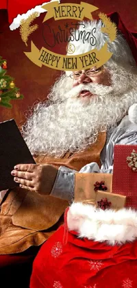 Beard Santa Claus Christmas Tree Live Wallpaper