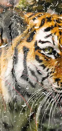 This phone live wallpaper features a digital rendering of a tiger in the wild