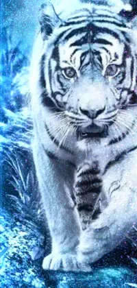 Looking for a unique and mesmerizing live wallpaper for your phone? Look no further than this stunning image of a white tiger set against a beautifully airbrushed wall