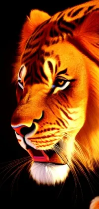 This tiger-themed phone live wallpaper features an airbrush painting of a fierce-looking predator