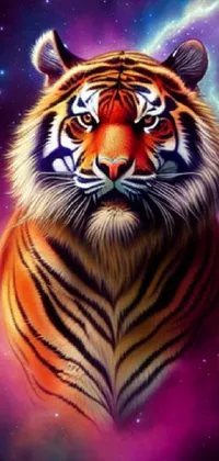 This stunning phone live wallpaper showcases a fierce and detailed tiger close-up