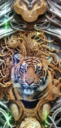 Looking for an amazing live wallpaper for your phone? Check out our stunning tiger sculpture wallpaper! This ultra-detailed piece features intricate metal and woodwork, capturing the majestic tiger in its full glory