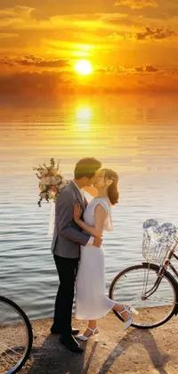 Couple kiss with sunset Live Wallpaper