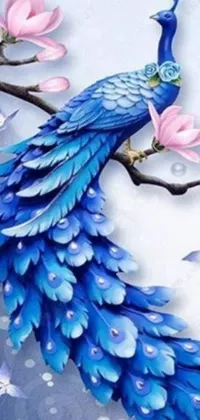 This stunning live wallpaper showcases a beautiful peacock perched on a branch, with intricate details that make the image ultra-realistic and perfect for anyone seeking to add a touch of nature to their phone