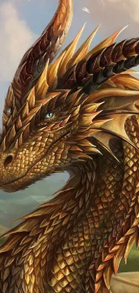 This captivating live phone wallpaper features a stunning painting of a dragon perched atop a castle