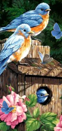 Bird Blue Flower Live Wallpaper