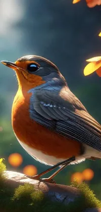 Bird European Robin Plant Live Wallpaper