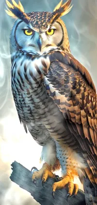 Bird Great Horned Owl Light Live Wallpaper