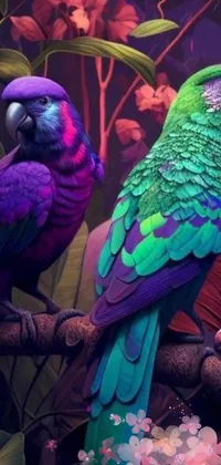 Bird Green Purple Live Wallpaper