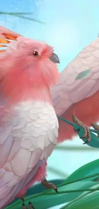 Get this stunning phone live wallpaper featuring two pink birds sitting atop a branch of a tree