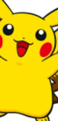 This phone live wallpaper focuses on a beloved cartoon character, Pikachu, standing in front of a simple white background