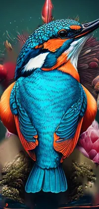 This live wallpaper features two vibrant and highly detailed paintings of exotic birds perched on rocks