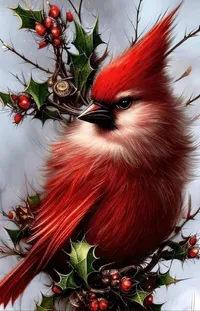 Bird Northern Cardinal Botany Live Wallpaper