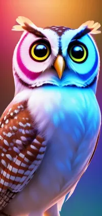 Looking for a visually pleasing and lively live wallpaper for your mobile device? Check out this stunning image of a colorful owl perched on a rock