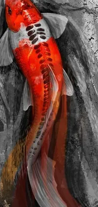 Enhance your device's home screen with a mesmerizing phone live wallpaper featuring a beautiful painting of a Koi fish in a serene pond