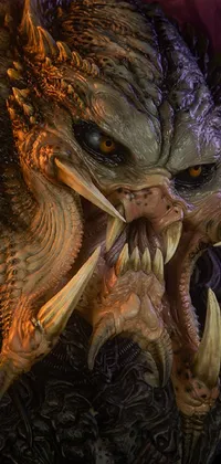 This phone live wallpaper features a digitally rendered close-up of a dragon statue