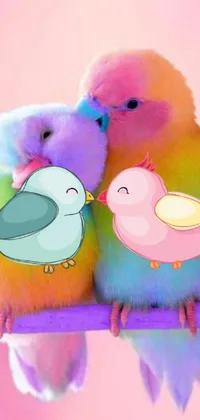 Adorn your phone screen with this charming phone live wallpaper featuring two fat birds sitting on a tree branch