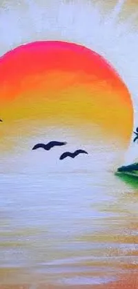 Bird Painting Sunset Live Wallpaper