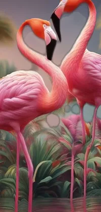 Bird Plant Greater Flamingo Live Wallpaper