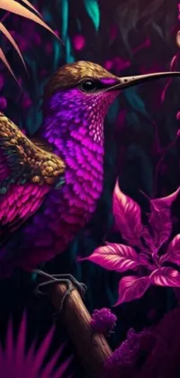 Bird Plant Purple Live Wallpaper