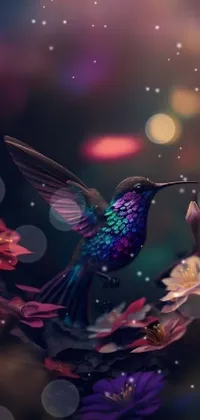 Bird Plant Purple Live Wallpaper