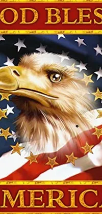 This live wallpaper features an iconic scene of American patriotism with a majestic eagle and the stars and stripes of the American flag