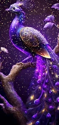 Bird Purple Christmas Ornament Live Wallpaper