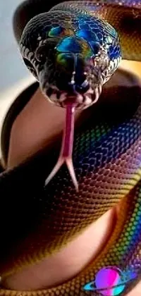 This stunning phone live wallpaper features a close up of a serpent expertly captured in beautiful pastel hues