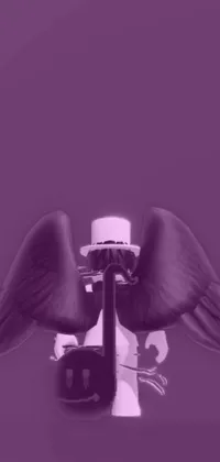 This phone live wallpaper features a black and white photo of a fire hydrant with wings, set against a textured background