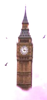 This live wallpaper showcases the iconic Big Ben clock tower towering over London in a digital art design