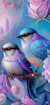 Bird Vertebrate Purple Live Wallpaper