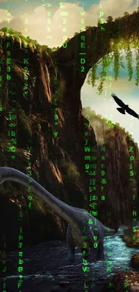 This phone live wallpaper features a stunning computer generated image of a bird in flight over a tranquil river