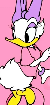 This phone live wallpaper showcases a charming cartoon duck on a delightful pink background, which exudes a Tumblr-inspired aesthetic