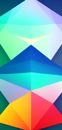 This phone live wallpaper features three vibrant geometric shapes on a dark background