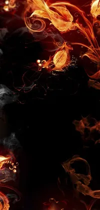 Discover an incredible phone live wallpaper featuring a mesmerizing view of fire and smoke on a black background