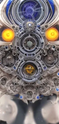 This live wallpaper for your phone features a detailed clock with cogs and gears moving in synchronization