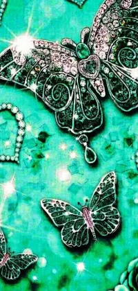 Get mesmerized by the breathtaking beauty of our phone live wallpaper featuring a stunning butterfly necklace designed in Art Nouveau style