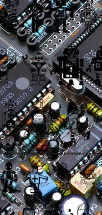 This phone live wallpaper showcases a detailed view of electronic components, including a top-notch graphics card, in HD resolution