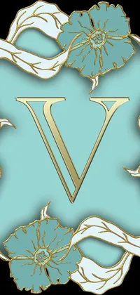 This stunning phone live wallpaper features an intricate design of the letter "V" surrounded by beautifully detailed vines and flowers