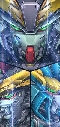 If you're a fan of robots, you'll love this phone live wallpaper! It features two detailed images of a robotic face, one styled like Transformers Armada and the other like Gundam