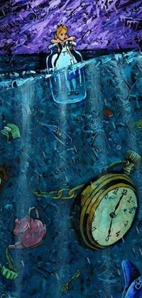 Blue Clock Art Live Wallpaper