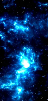 Experience the beauty of the cosmos with this stunning blue galaxy live wallpaper