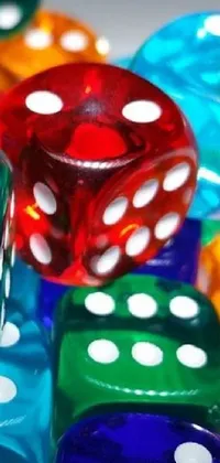 Looking for an exciting live wallpaper for your phone? Check out this colorful dice pile! This lively wallpaper is captured in bright, clear colors