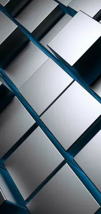 This phone wallpaper showcases a group of chrome metal cubes arranged in a futuristic formation